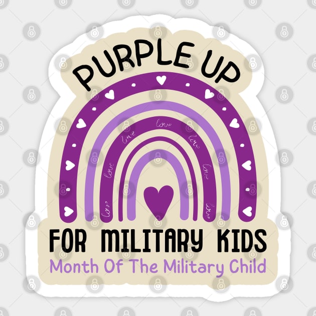 Purple Up For Military Kids Month Of The Military Child Sticker by Creatifly Graphic Tees